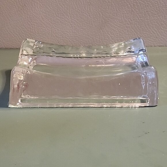 LE Smith Crystal Clear Art Glass Soap Dish Trinket Catchall Holder - Picture 4 of 8